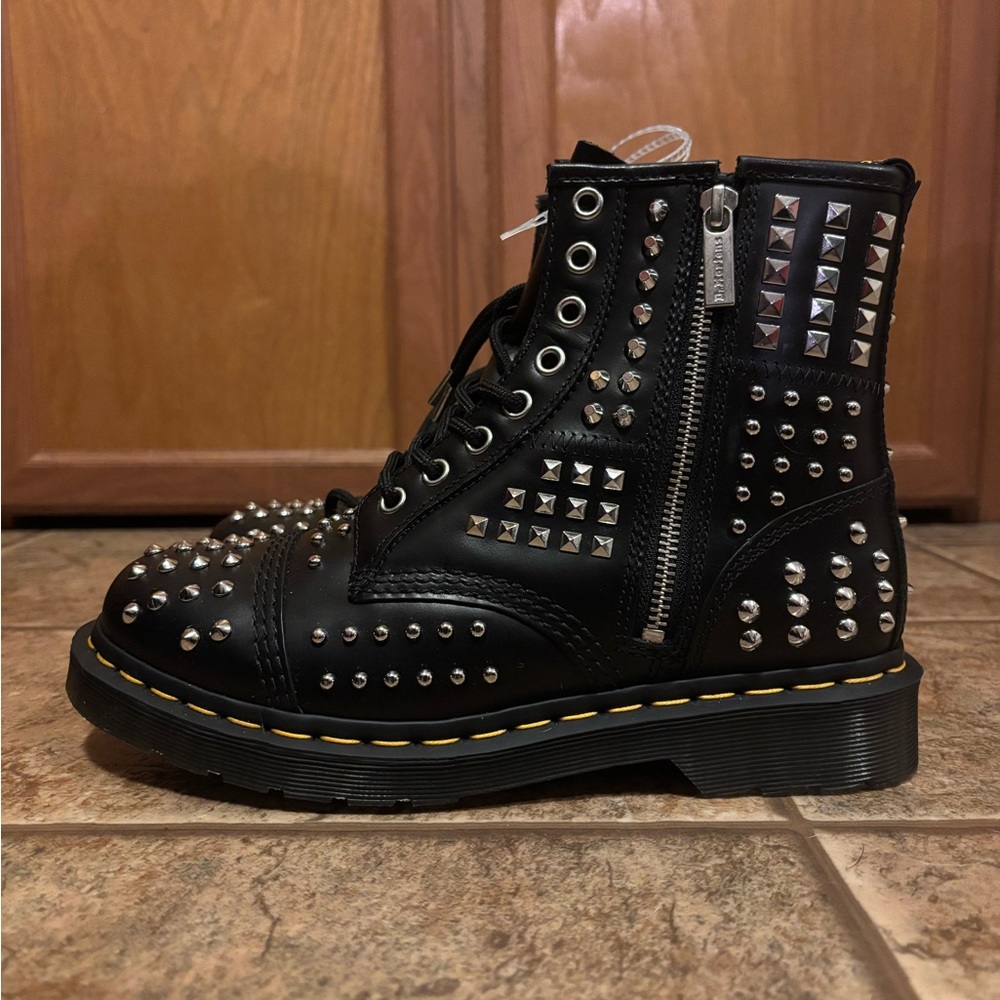 Dr. Martens Black Studded Lace Up Boots